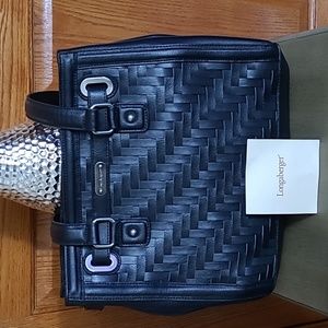 Longaberger, medium black woven leather Bag
